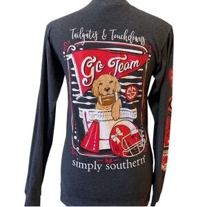 Simply Southern Tailgates and Touchdowns Football Gray Long Sleeved Women’s Tee
